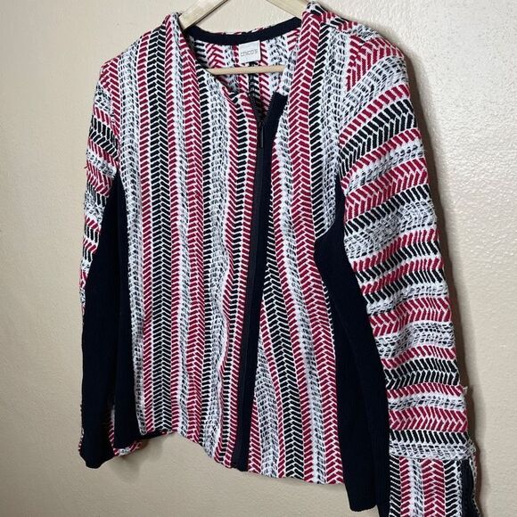 Chicos Sweater Womens Large Multicolor Side Zip Textured Sofia Jacket Ribbed - Picture 8 of 10